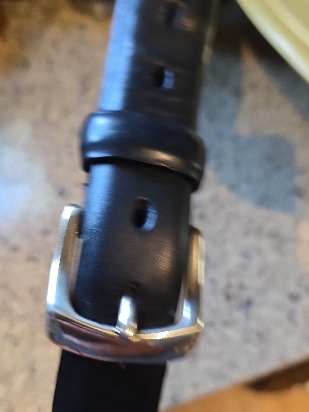 Black Leather Men's Belt with Silver Buckle